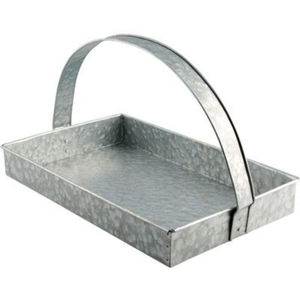Bandeja Rectangular de Metal Galvanizado de Alta Calidad al por Mayor con Asa, Organizador de Acero Estilo Rústico para Decoración del Hogar - Product Image 1