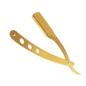Navaja de Afeitar Recta Dorada, Navaja de Afeitar Profesional de Metal para Hombre, Acero Inoxidable, Herramienta de Peluquería para el Cuidado de la Barba - Product Image 4