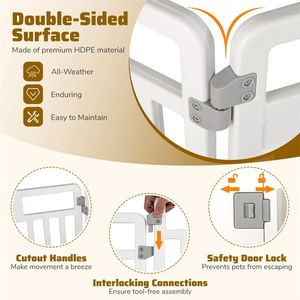 คอกกั้นสุนัขแบบพับได้ 6 แผง ทำจาก HDPE พร้อมประตูล็อคได้ ถ้วยดูดสุญญากาศ และสมอบกสำหรับสัตว์เลี้ยงและเจ้าของสัตว์เลี้ยง - Product Image 4