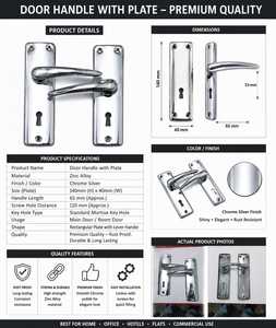 Premium Modern Chrome Mortise <b>Door</b> Handle with Rectangular Plate Zinc Alloy Lever Handle for Bedroom Villa & Main <b>Doors</b> - Product Image 2