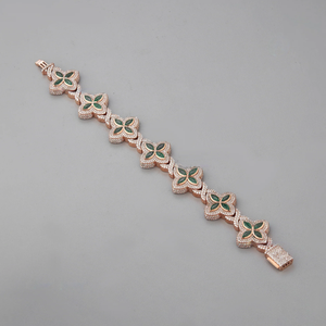 Rose Gold Plated Flower <b>Crystal</b> <b>Bracelet</b> Women's Classic Chain Link Jewelry Pavé Setting Wedding Style - Product Image 2