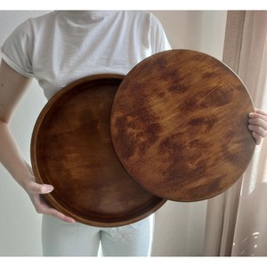 Assured Quality Wooden Lazy Susan <b>Plate</b> With Lid Wabi Sabi Design Polished Finish Solid Color Handmade Dishware - Product Image 6