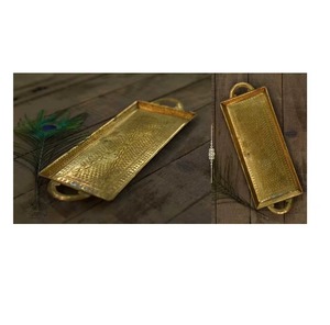 Heavy Duty Metal <b>Warm</b> Toned <b>Tray</b> for Restaurant Serving Elegant Steel Serving <b>Tray</b> for Dining Table - Product Image 3