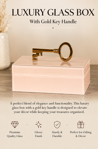 Rose Pink Glass Jewelry Storage Box with Gold Tone Key Handle Glossy Finish Decorative Keepsake and <b>Vanity</b> - Product Image 5