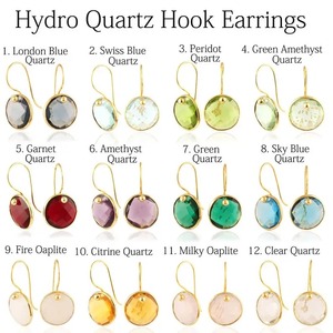 Pendientes de Aro Redondos de Opalita de Fuego, Plata de Ley 925, Chapados en Oro, con Incrustaciones de Gemas Facetadas, Joyería Minimalista para Mujer - Product Image 6