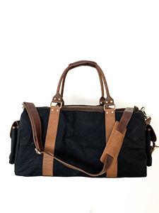 Bolsa de Viaje de Lona y Cuero con Cierre, Impermeable, para Fin de Semana, con Correa Ajustable, Personalizable, de Gran Capacidad, LCTB-0085 - Product Image 3