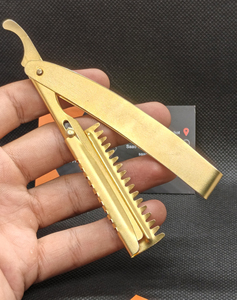 Cuchilla de Afeitar Profesional de Alta Calidad para Barbería, Directo de Fábrica, Cabezal Dorado Plegable, Hoja Única Importada - Product Image 1