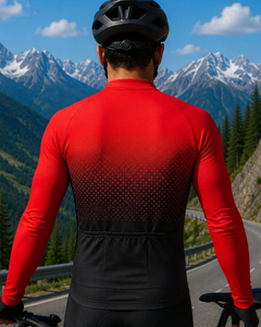 Maillot de Ciclismo de Manga Larga para Hombre, Rojo y Negro Degradado, Transpirable, Sublimado, para Bicicleta de Carretera - Product Image 3