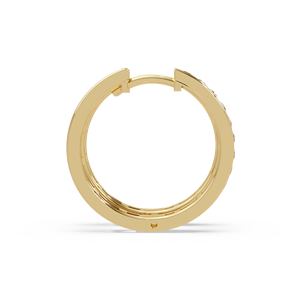 Channel Set Huggie Hoops Earrings 14k Pure Gold Round Brilliant Lab Grown Diamond Hoop Anniversary Gift Everyday Wear Wholesale - Product Image 4