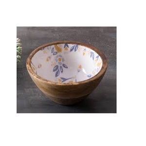 Tazón de Madera Ecológico para Servir, con Interior Esmaltado y Estampado Floral de Lujo, para Ensaladas, Decoración del Hogar y Restaurantes - Product Image 1