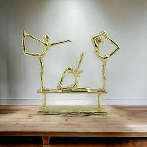 Golden Yoga Figurine Sculpture Modern Artistic Tabletop <b>Decor</b> Handmade Gold Plated Eco-Friendly Durable Living Room Home - Product Image 4