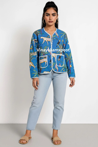 Chaqueta Acolchada de Algodón Tejido con Estampado de Selva y Bordado, Ecológica, Suave y Transpirable para Mujer, Venta Caliente 2026 - Product Image 4