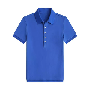 Camisa de Verano Vintage Deportiva para Hombre, Informal, de Spandex/Poliéster, de Manga Corta, Color Sólido, con Cuello de Solapa Bordado - Product Image 3