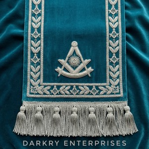 Handmade Gold Bullion Wire Embroidery Masonic Regalia <b>Collar</b> Sash Custom Fraternal Lodge Velvet Sashes With Gold Fringe Trim - Product Image 3