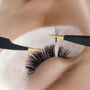 Juego de Pinzas Aplicadoras de Extensión de Pestañas Negras Personalizadas, Pinzas de Volumen con Punta Recta, Pinzas de Acero Inoxidable Personalizadas - Product Image 6
