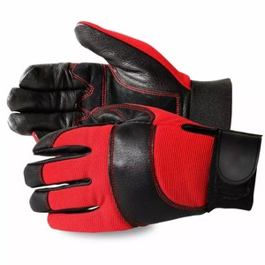Guantes de Conducción de Cuero Rojo y Negro, Impermeables, Dedos Completos, Antideslizantes, Transpirables, Correa de Muñeca Ajustable, Unisex, Invierno - Product Image 1