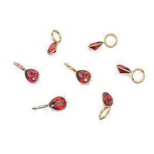 จี้รูปทรงลูกแพร์ประดับทับทิมสีแดงขนาด 7 มม. ตัวเรือนทองคำแท้ 14k สีเหลืองทอง / อัญมณีประจำเดือนกรกฎาคม / พลอยสีแดง / เครื่องประดับนำโชค - Product Image 3