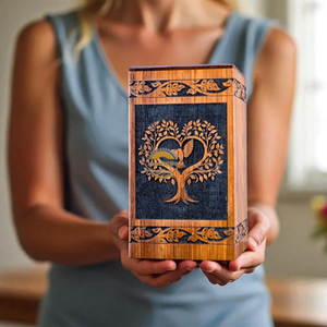 Handcrafted life <b>tree</b> heart urn & Natural Wood Cremation Urn Blue Epoxy Ashes Box Artistic Funeral Memorial Keepsake by AYAANS - Product Image 4