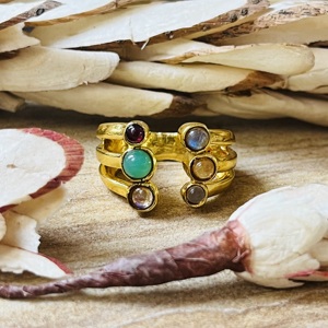 Latest Design New Arrival Multi Stone <b>Ring</b> 18k Gold Plated Wrap <b>open</b> Band <b>Ring</b> Statement Brass Handmade Wholesale <b>Ring</b> For Women - Product Image 1
