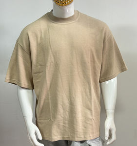 T-shirt en coton gaufré personnalisé, nouveau tissu gaufré 260 g/m², poids lourd, manches courtes, coupe ample, pour homme - Product Image 1