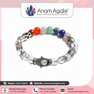 Pulsera de cuarzo con diseño de ojo malvado, pulsera de Chakra con diseño de Hamsa de cristal, venta al por mayor - Product Image 2