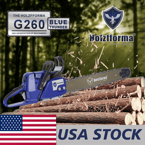 FarmerTec 50.2cc Blue Thunder G260, Cabezal de Motosierra de Gasolina de Alta Calidad y Barra Guía con Todas las Piezas Incluidas - Product Image 1