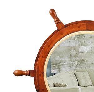 Espejo Decorativo de Pared con Forma de Timón de Barco, de Bambú Pulido, Ecológico, Estilo Bohemio, para Decoración del Hogar - Product Image 2