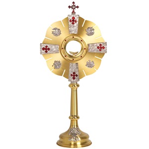 Monstrance en laiton au design unique, monstrance en laiton sur mesure, monstrance sur pied, objet religieux pour la chapelle et la prière - Product Image 1