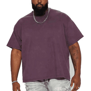 Camiseta de manga corta para hombre, de alta calidad, color liso, cuello redondo, informal, tejida, 100% algodón, corte regular, color morado, en oferta online. - Product Image 4