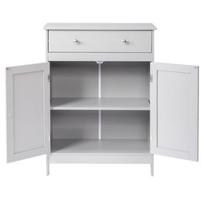 Mobile Bagno Moderno Grigio 60x30x80cm in Truciolato con Rivestimento in Melaminico, Doppie Ante e Cassetto Singolo - Product Image 4