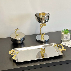 Elegant <b>Silver</b> Incense <b>Burner</b> And Covered Bowl Set With Gold Arabic Calligraphy Accents On Rectangular Tray For Modern Decor - Product Image 4