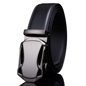 Ceinture automatique vintage en cuir de vachette noir massif avec boucle rectangulaire en cuivre, largeur 3,5 cm, longueur 110 cm, durable, design décontracté pour homme - Product Image 6