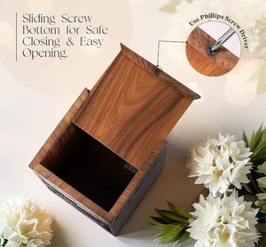 Urna de cremación de madera con diseño de mariposa y rosa, recuerdo conmemorativo hecho a mano para cenizas humanas, tamaño mediano 9x5.5, caja para urna. - Product Image 6