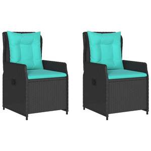 เก้าอี้ลานบ้านปรับเอนได้หวาย PE สีดำพร้อมขาขนาดกลางเพื่อความสบายกลางแจ้ง - Product Image 2