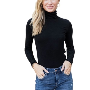 Sweat-shirt d'hiver en tricot décontracté pour femmes Col roulé à manches longues Logo avant anti-boulochage Respirant BD - Product Image 3