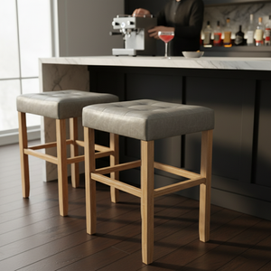 Taburete de Bar, Taburete de Cocina, Taburete de Bar Moderno Tapizado en Cuero PU sin Respaldo - Product Image 6