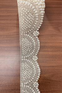 Cinta de Lujo Étnica India para Novias, con Encaje de Organza, Perlas, Lentejuelas y Bordado, de Cinco Pulgadas, para Decoración de Vestidos - Product Image 5