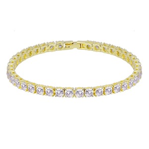 Luxury Gold Plated Tennis <b>Bracelet</b> for <b>Men</b> Women Round Cut CZ Stones Iced Out Hip Hop Jewelry Party Wedding Fashion <b>Bracelet</b> - Product Image 1