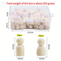 Figurines en bois naturel de petite taille, poupées en bois peintes pour enfants, ensemble de figurines masculines et féminines de 35 mm, en boîte