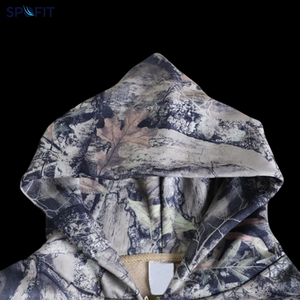 Wholesale Hot Selling Camo Printed Zippup Oversized Autumn Windproof 100% Polyester Hoodie Streetwear Vintage Zip Hoodie - Product Image 5