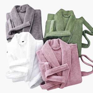 Peignoir unisexe de luxe en coton turc, thermique, longueur cheville, à capuche, personnalisable, avec cordon de serrage, couleur unie, été, ODM pour hommes - Product Image 2