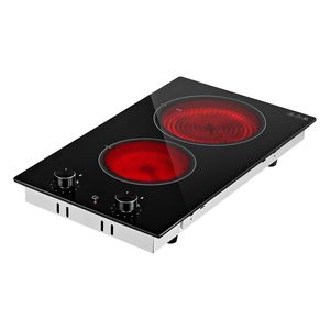 Table de cuisson électrique portable 12 pouces, 2 brûleurs, 1800W, 120V, à brancher, en céramique, encastrable, radiante, avec commande par bouton - Product Image 1