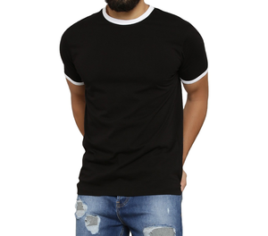 T-shirt personnalisé en coton à col rond avec bordure contrastante pour hommes et femmes, style Ringer, vente en gros directe d'usine - Product Image 6