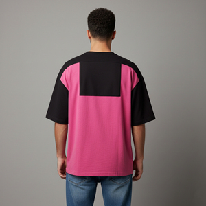 T-shirt pour homme en coton 100% de haute qualité, 210 g/m², coupe ample, respirant, épaules tombantes, logo imprimé numérique personnalisé, bicolore, vente en gros. - Product Image 2