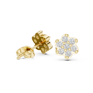 Boucles d'oreilles clous ethniques en or 14 carats avec diamants ronds taille brillant pour femme, en argent léger, bijoux pour usage quotidien - Product Image 5