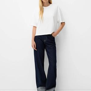 Women's Short Sleeve Cotton Jersey T-Shirt Casual Solid Color Regular Fit Knitted Plain Dyed <b>Top</b> - Product Image 2
