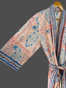 Cotton Casual Kimono Wholesale Summer Long Printed Robe Unisex Cotton Kimono Robe Soft Bath Robe Wrap Dress Handmade Loose Robe - Product Image 5