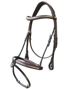 Brida de Cuero Marrón Premium Duradera para Caballo con Frontal Decorativo Acolchado, Estilo Inglés, Ideal para Exhibición, Entrenamiento y Competición - Product Image 1