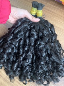 Extensions de cheveux humains vierges cambodgiens en vrac, texture spéciale 2024, naturelles, super ondulées/ondulées profondes, double trame, pose à la colle - Product Image 3