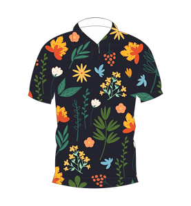 Camisa Polo Negra para Hombre con Estampado Floral Botánico, Manga Corta, Informal, Verano, Moda, Golf - Product Image 4